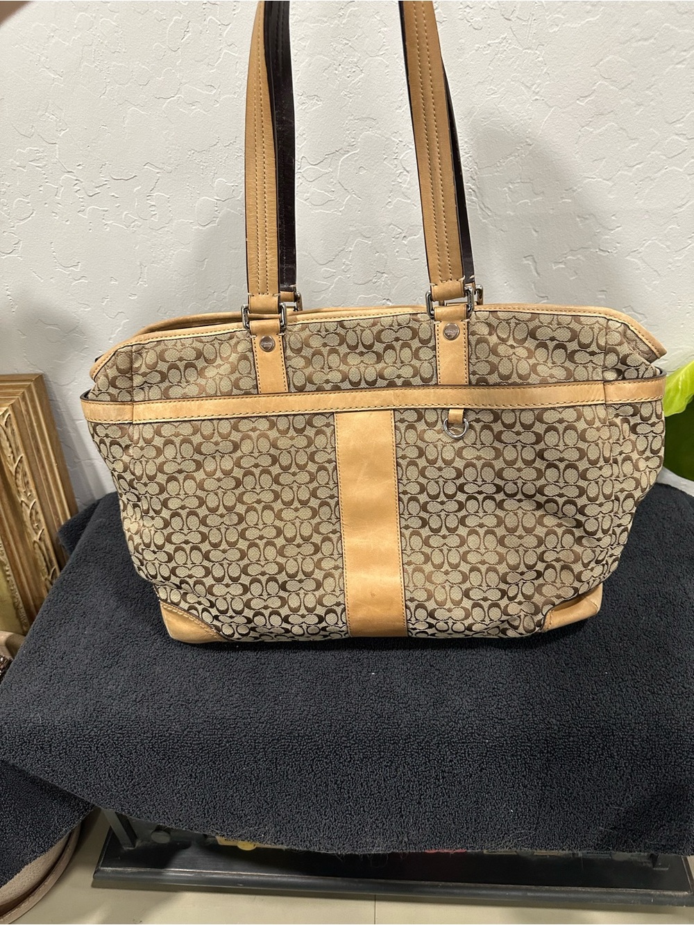 Coach Tan Signature Canvas Tote Bag/Diaper Bag